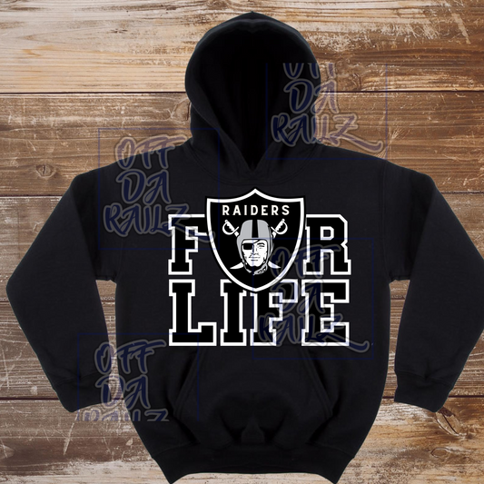 Silver & Black FOR LIFE RAIDER NATION HOODIE